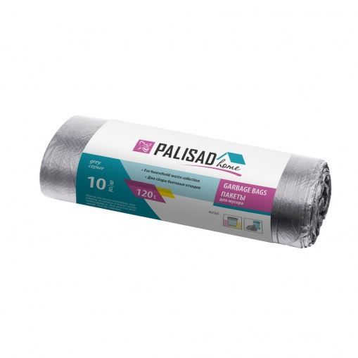Пакеты для мусора 120 л x 10 шт, серые, Home Palisad