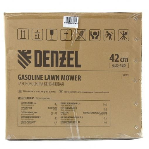 Газонокосилка бензиновая GLD-420, 146 см3, ширина 42 см, 40 л Denzel