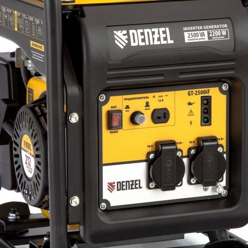 Генератор инверторный GT-2500iF, 2,5 кВт, 230 В, бак 5 л, открытый корпус,  ручной старт Denzel