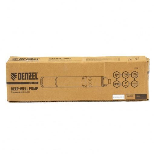 Скважинный насос DWS-4-100, винтовой, диаметр 4", 800 Вт, 1700 л/ч, напор 100 м Denzel