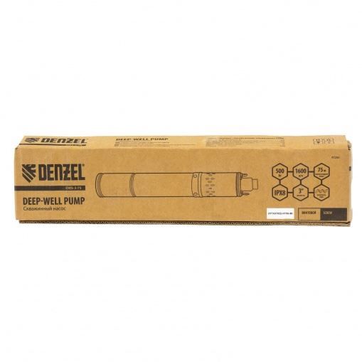 Скважинный насос DWS-3-75, винтовой, диаметр 3", 500 Вт, 1600 л/ч, напор 75 м Denzel