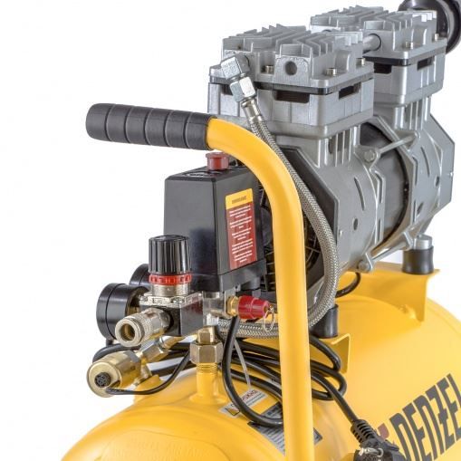 Компрессор DLS950/24 безмаслянный малошумный 950 Вт, 165 л/мин, ресивер 24 л Denzel