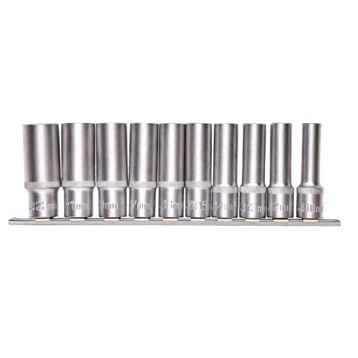 Набор удлиненных торцевых головок 1/2", шестигранные, CrV, 10 шт., 10-22 мм Stels