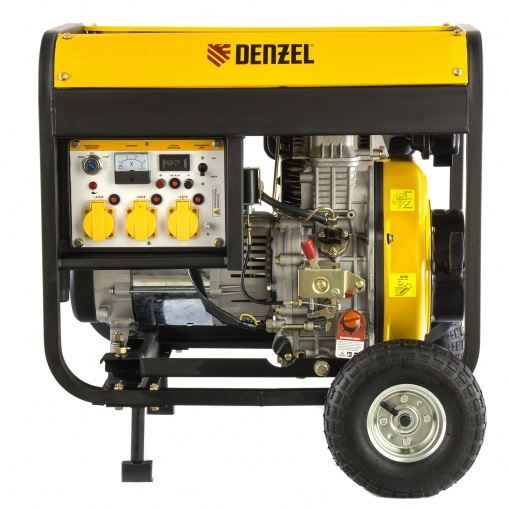 Генератор дизельный DD6300Е, 5.0 кВт, 220 В/50 Гц, 15 л, электростартер Denzel