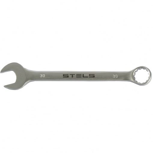Ключ комбинированный, 30 мм, CrV, матовый хром Stels