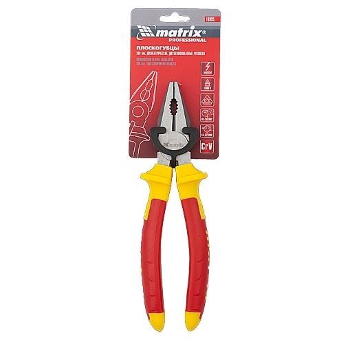 Плоскогубцы комбинированные Insulated, 200 мм, двухкомпонентные рукоятки Matrix Professional