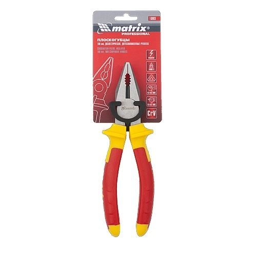 Плоскогубцы комбинированные, Insulated, 180 мм, двухкомпонентные рукоятки Matrix Professional