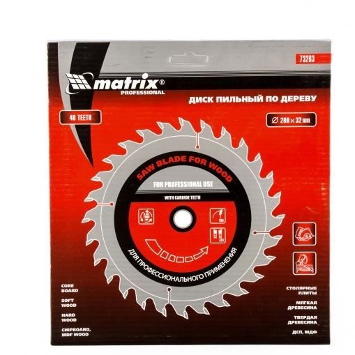 Пильный диск по дереву, 200 х 32 мм, 48 зубьев, кольцо 30/32 Matrix Professional