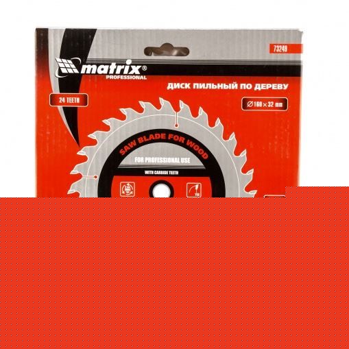 Пильный диск по дереву, 160 х 32 мм, 24 зуба Matrix Professional