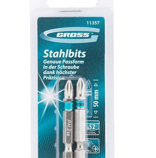 Набор бит РН2 х 50, сталь S2, 2 шт. Gross