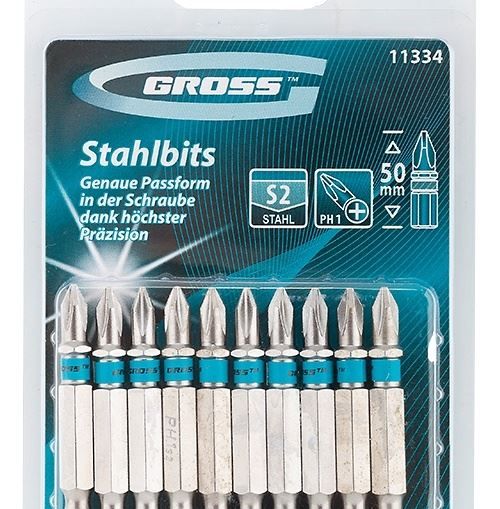 Набор бит РН1 х 50, сталь S2, 10 шт. Gross