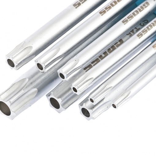 Набор ключей имбусовых TORX-TT, 9 шт: T10-T50, удлиненные, S2, сатинированные Gross