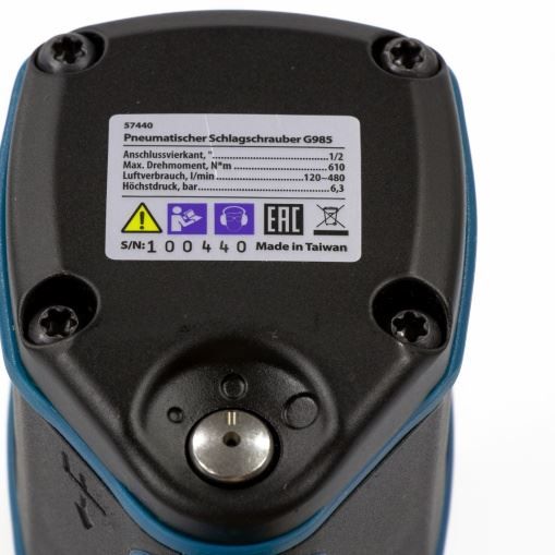 Гайковерт пневматический ударный G985, 1/2, Twin Hammer, 610 Нм, 9000 об/мин, композитный Gross