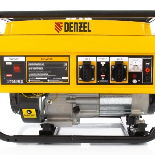 Генератор бензиновый GE 4000, 3,5 кВт, 220 В/50 Гц, 15 л, ручной старт Denzel