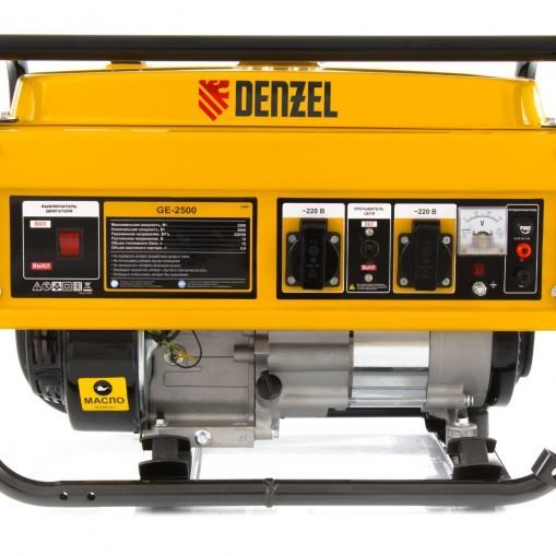 Генератор бензиновый GE 2500, 2,5 кВт, 220 В/50 Гц, 15 л, ручной старт Denzel