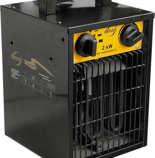 Тепловой вентилятор электрический FHD 2000, 2 кВт, 220 В, 50 Гц Denzel